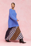 karavan fall winter 26' collection brita skirt checked mustard blue ivory