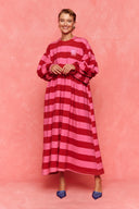 karavan fall winter 26' collection paloma dress pink red lines