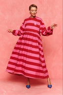karavan fall winter 26' collection paloma dress pink red lines