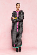 karavan fall winter 26' collection pixel knitted dress black white square