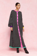 karavan fall winter 26' collection pixel knitted dress black white square