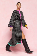 karavan fall winter 26' collection pixel knitted dress black white square