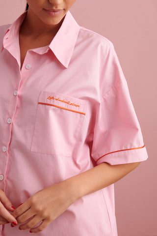 karavan clothing fashion spring summer 24 that moment homeware sleepware satin pyjamas top pink