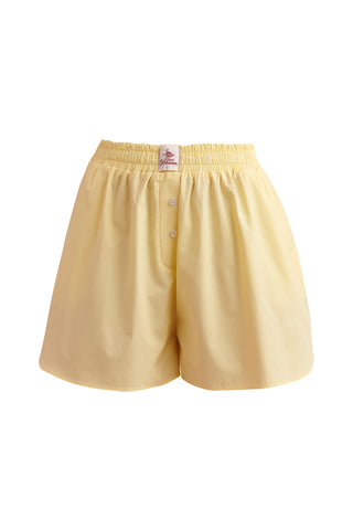 karavan clothing fashion spring summer 24 that moment homeware sleepware satin pyjamas shorts light yellow