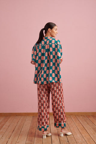 karavan clothing that moment spring summer collection Silk Pyjamas green tiles