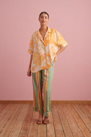 karavan clothing that moment spring summer collection Silk Pyjamas Floral Yellow