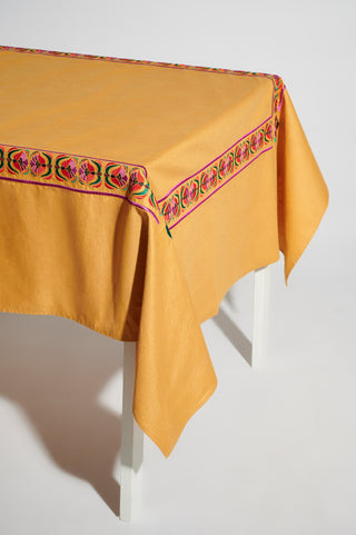 karavan clothing spring summer homeware collection tablecloth yellow embroiderries