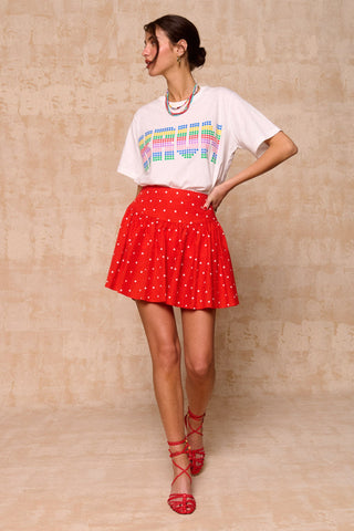 karavan clothing fashion spring summer 26 nai collection elisabetta mini skirt polka red