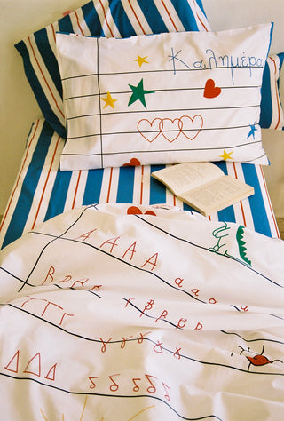 karavan clothing fashion fall winter 25 homecoming rookies collection kid duvet cover notebook blue red stripes