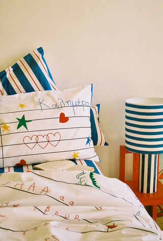 karavan clothing fashion fall winter 25 homecoming rookies collection kid pillow case notebook blue red stripes