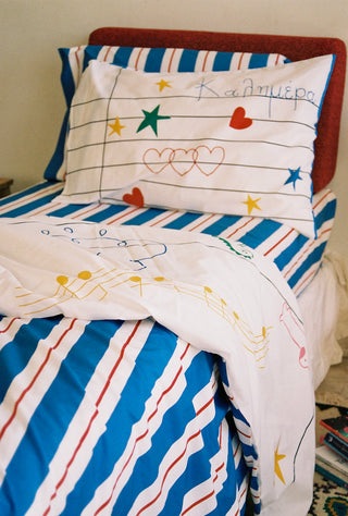 karavan clothing fashion fall winter 25 homecoming rookies collection kid duvet cover notebook blue red stripes