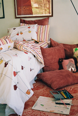 karavan clothing fashion fall winter 25 homecoming rookies collection kid pillow case hearts multicolor stripes