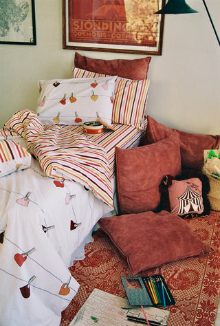 karavan clothing fashion fall winter 25 homecoming rookies collection kid duvet cover hearts multicolor stripes