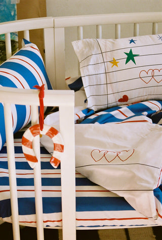 karavan clothing fashion fall winter 25 homecoming rookies collection baby fitted bed sheet blue red stripes