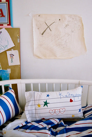 karavan clothing fashion fall winter 25 homecoming rookies collection baby pillow case notebook blue red stripes