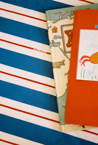 karavan clothing fashion fall winter 25 homecoming rookies collection baby fitted bed sheet blue red stripes