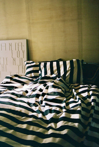 karavan clothing planet homeware collection fall winter 25 26 pillow case set black white stripes