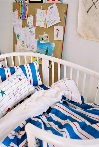 karavan clothing fashion fall winter 25 homecoming rookies collection baby duvet cover notebook blue red stripes