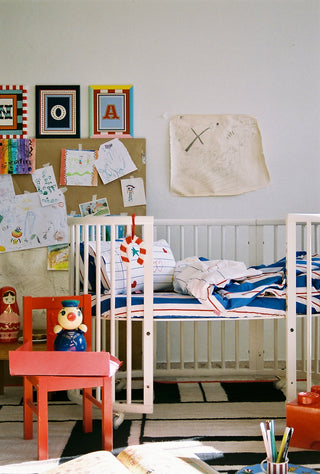 karavan clothing fashion fall winter 25 homecoming rookies collection baby fitted bed sheet blue red stripes