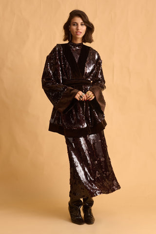 karavan clothing fashion fall winter 25 krvn homecoming collection miriam kimono brown