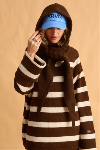 karavan clothing fashion fall winter 25 homecoming krvn collection amaryllis sweater green ivory stripes