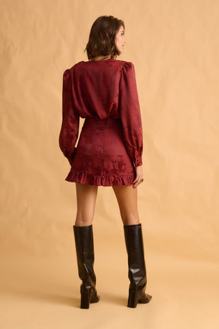 karavan clothing fashion fall winter 25 homecoming krvn collection renata mini skirt bordeaux