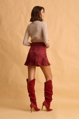 karavan clothing fashion fall winter 25 homecoming krvn collection renata mini skirt bordeaux