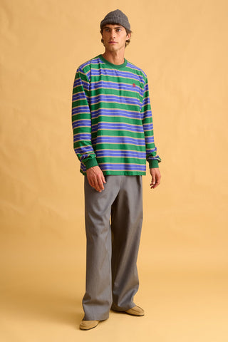 karavan clothing fashion fall winter 25 homecoming men collection jordi longsleeve green blue stripes