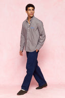 karavan men fall winter 26' collection benito shirt brown stripes