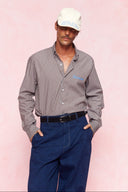 karavan men fall winter 26' collection benito shirt brown stripes
