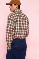 karavan men fall winter 26' collection sebastian shirt checked bordeaux ivory