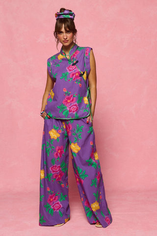 karavan clothing fashion spring summer 26 nai collection olivia shirt purple floral yellow