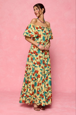 karavan clothing fashion spring summer 26 nai collection rosetta dress cherries yellow