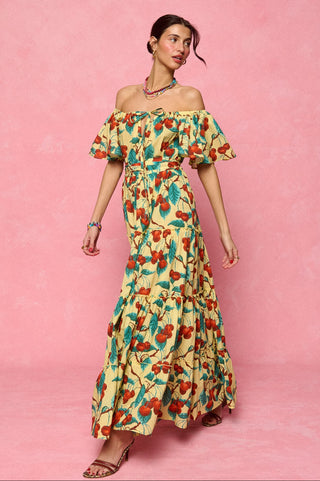 karavan clothing fashion spring summer 26 nai collection rosetta dress cherries yellow