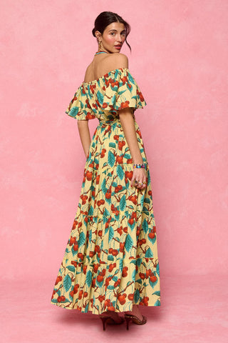 karavan clothing fashion spring summer 26 nai collection rosetta dress cherries yellow