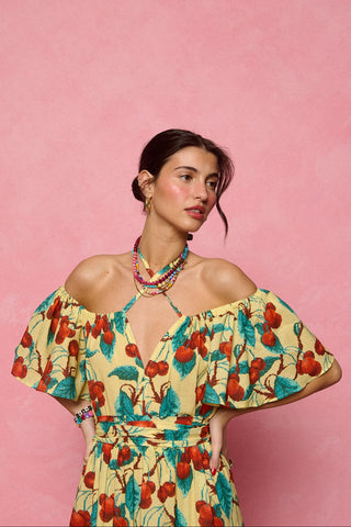 karavan clothing fashion spring summer 26 nai collection rosetta dress cherries yellow