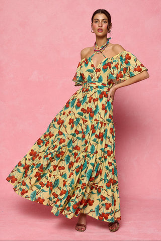 karavan clothing fashion spring summer 26 nai collection rosetta dress cherries yellow