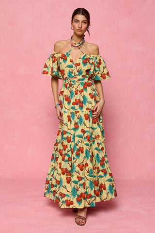 karavan clothing fashion spring summer 26 nai collection rosetta dress cherries yellow