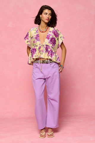 karavan clothing fashion spring summer 26 nai collection ernie top floral purple lemon