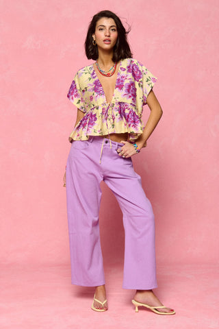 karavan clothing fashion spring summer 26 nai collection ernie top floral purple lemon