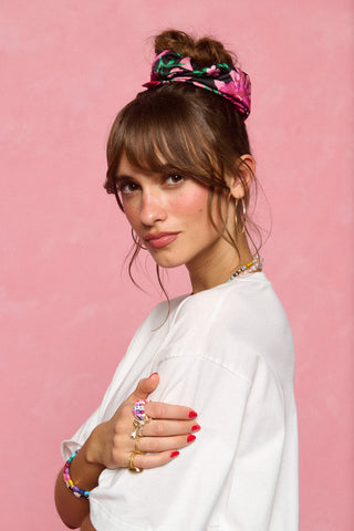 Tribe Scrunchie (Black Flower)