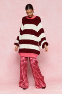 karavan fall winter 26' collection adeline knitted pullover bordeaux ivory
