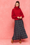 karavan fall winter 26' collection shadow skirt checked blue green
