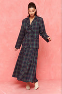 karavan fall winter 26' collection scotlyn blazer checked blue green