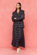 karavan fall winter 26' collection shadow skirt checked blue green