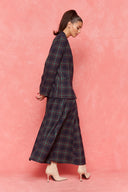 karavan fall winter 26' collection shadow skirt checked blue green