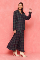 karavan fall winter 26' collection scotlyn blazer checked blue green