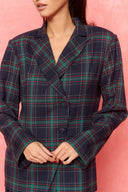 karavan fall winter 26' collection scotlyn blazer checked blue green