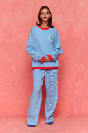 karavan loungewear planet fall winter 26' collection skye pants blue lines