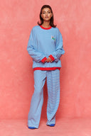 karavan loungewear planet fall winter 26' collection nariz sweater blue lines